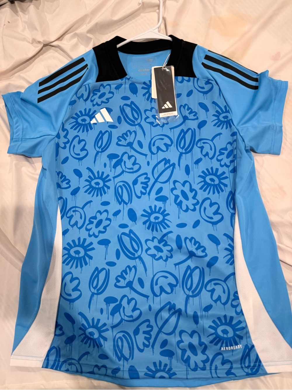 NWT Adidas Tiro blue floral print Aeroready soccer jersey